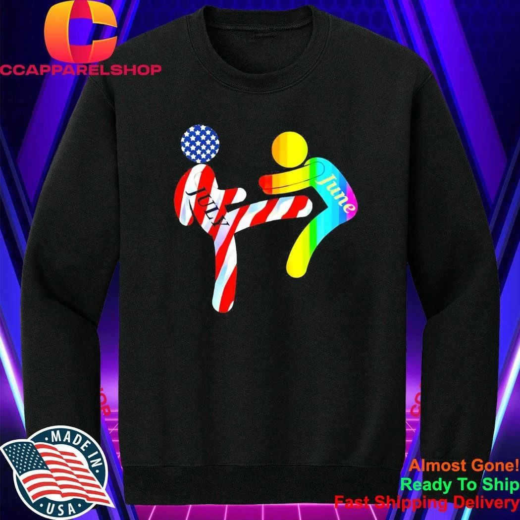 July Independence Kick June Pride Month Shirt