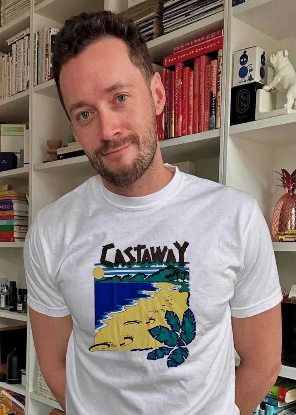 Island Escape Castaway Beach Footprints Tropical T-Shirt
