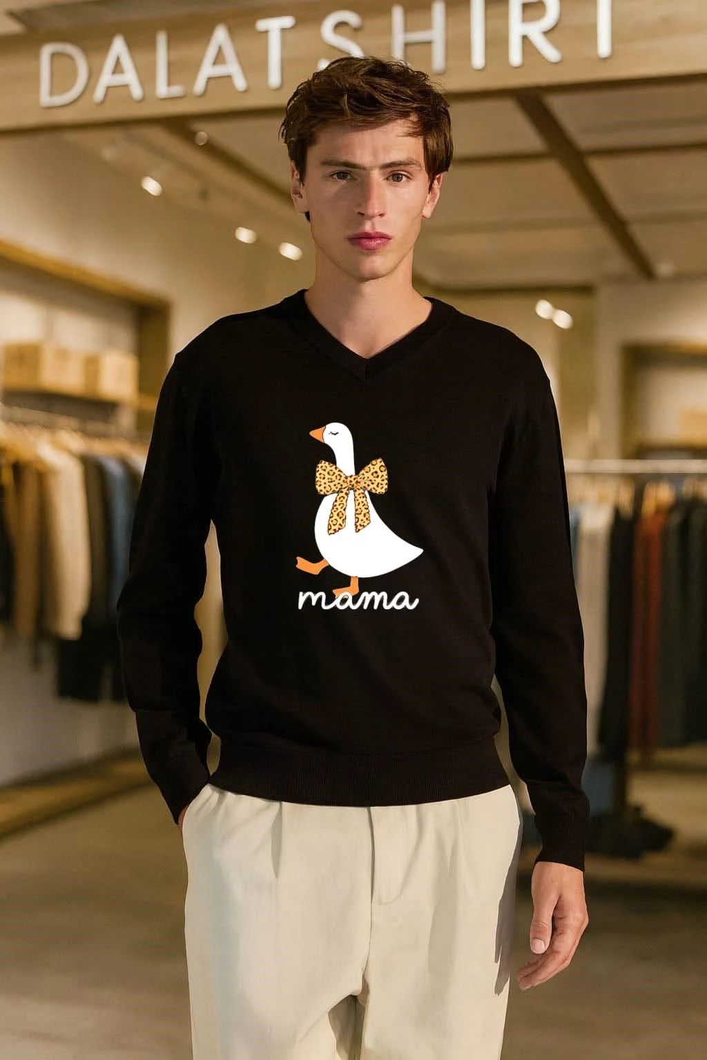Leopard Print Bow Goose Mama T-Shirt