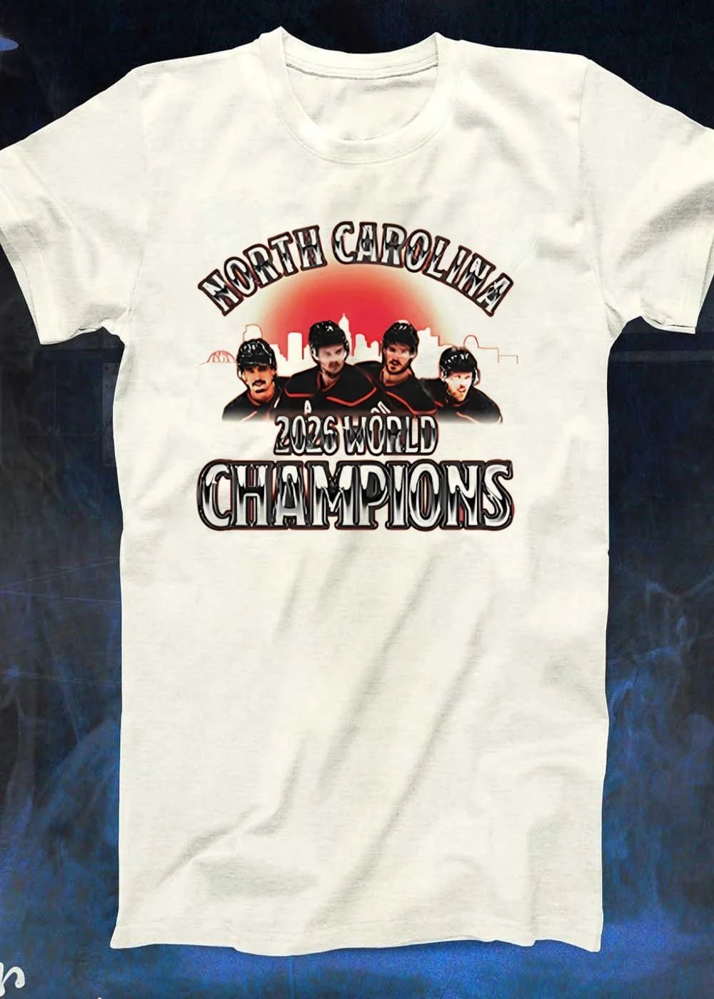 Retro North Carolina 2026 World Champions Hockey Players T-Shirt