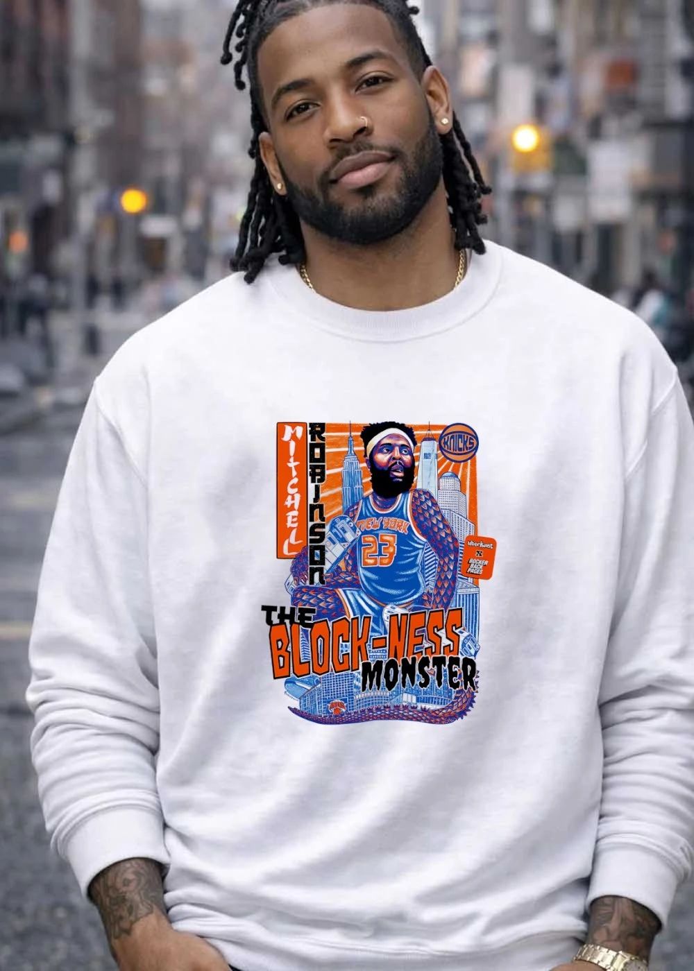 Mitchell Robinson the Block-Ness Monster Knicks T-Shirt