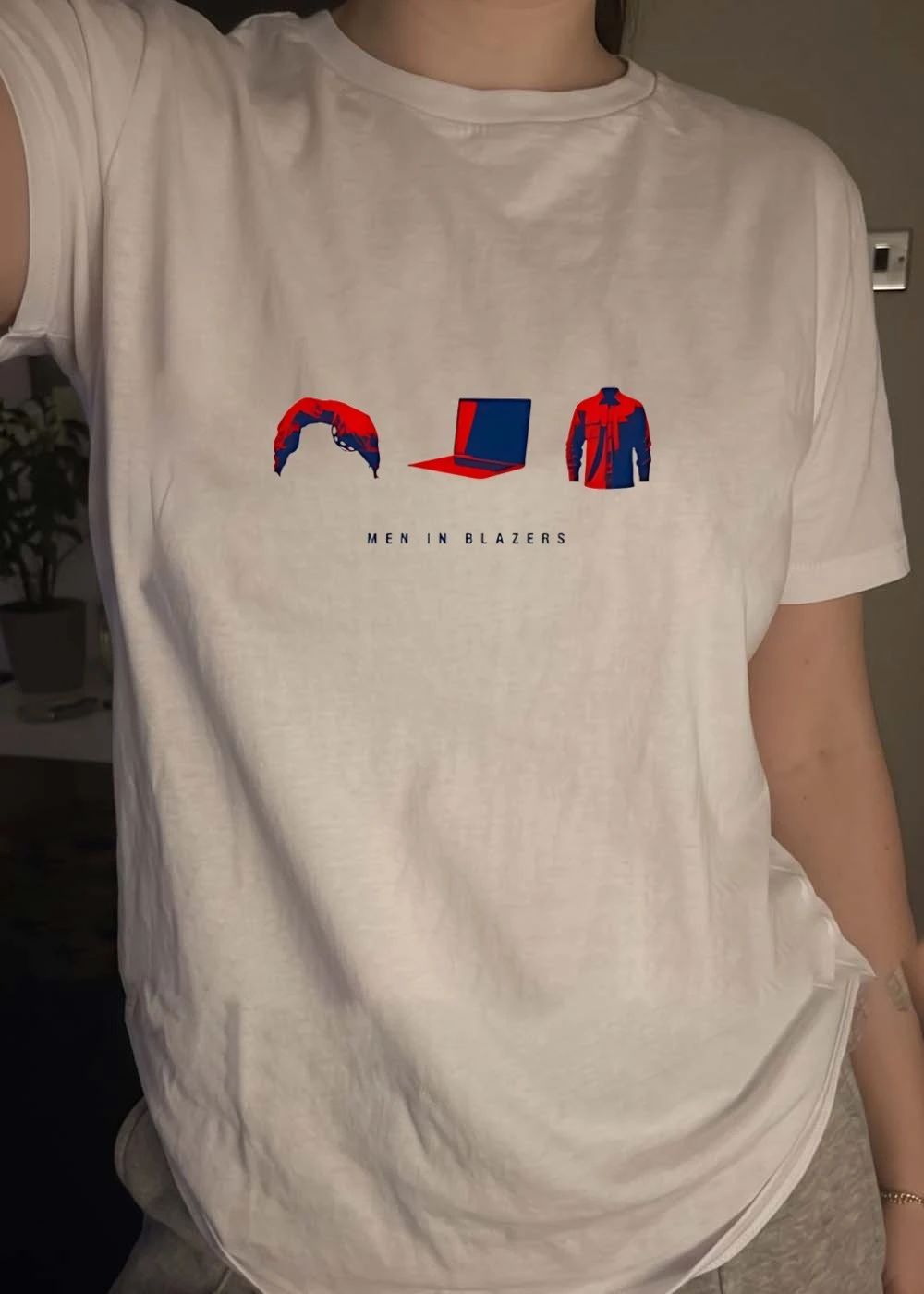 Men In Blazers laptop and shirt shirt