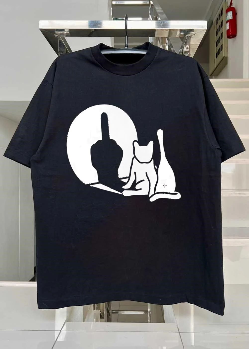 Cat Raising Its Leg to Cast a Middle Finger Shadow T-Shirt