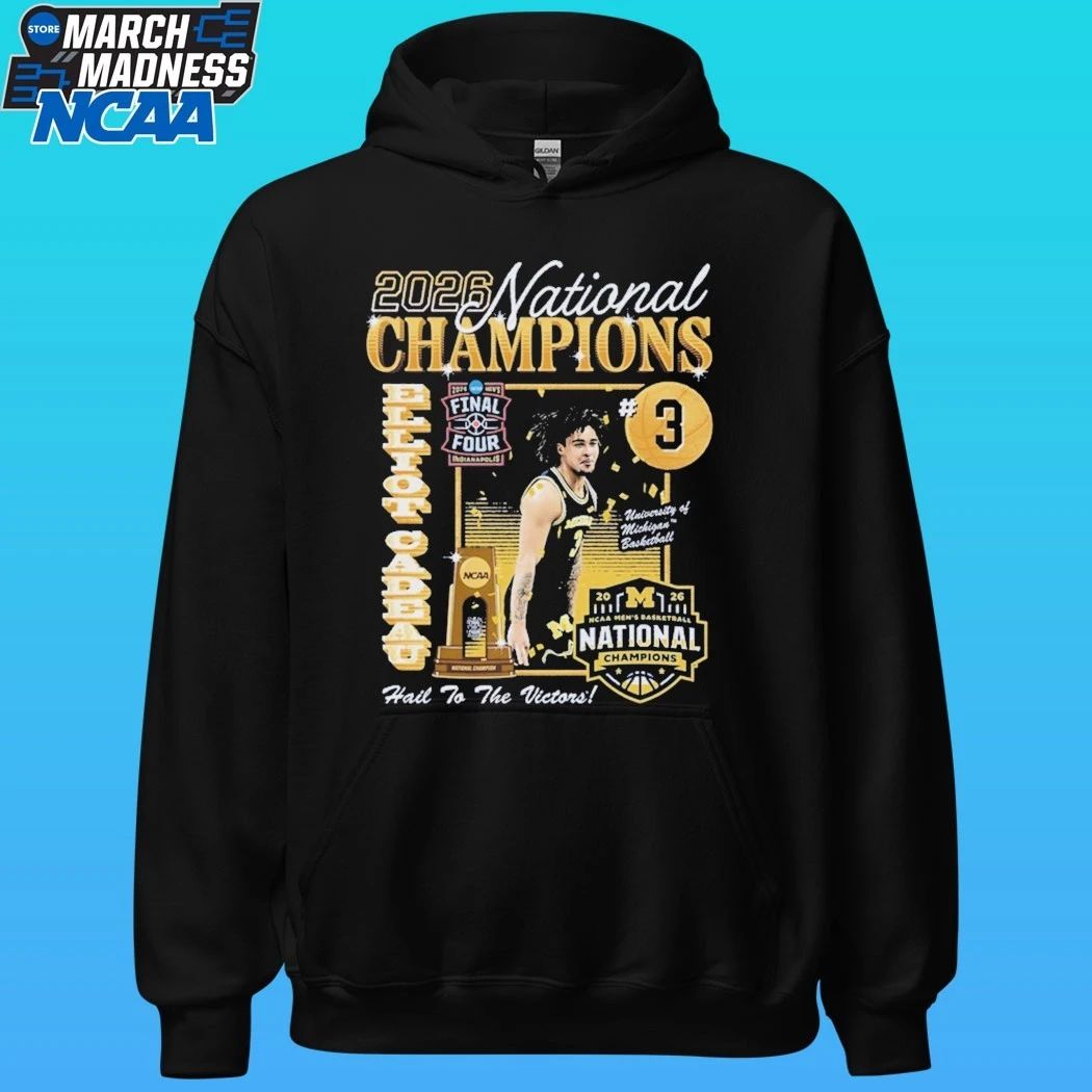 Michigan Wolverines Men’s Basketball Campus Ink 2026 National Champion #3 Elliot Cadeau Shirt