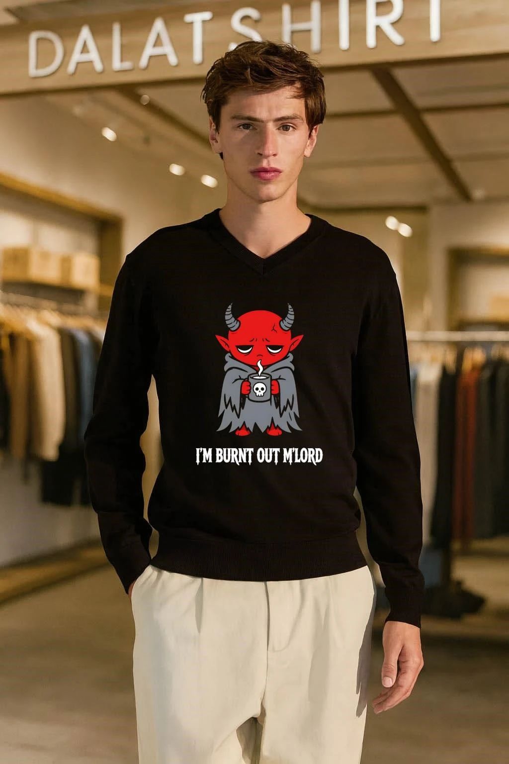 I’m Burnt Out M’lord Tired Little Devil Coffee shirt
