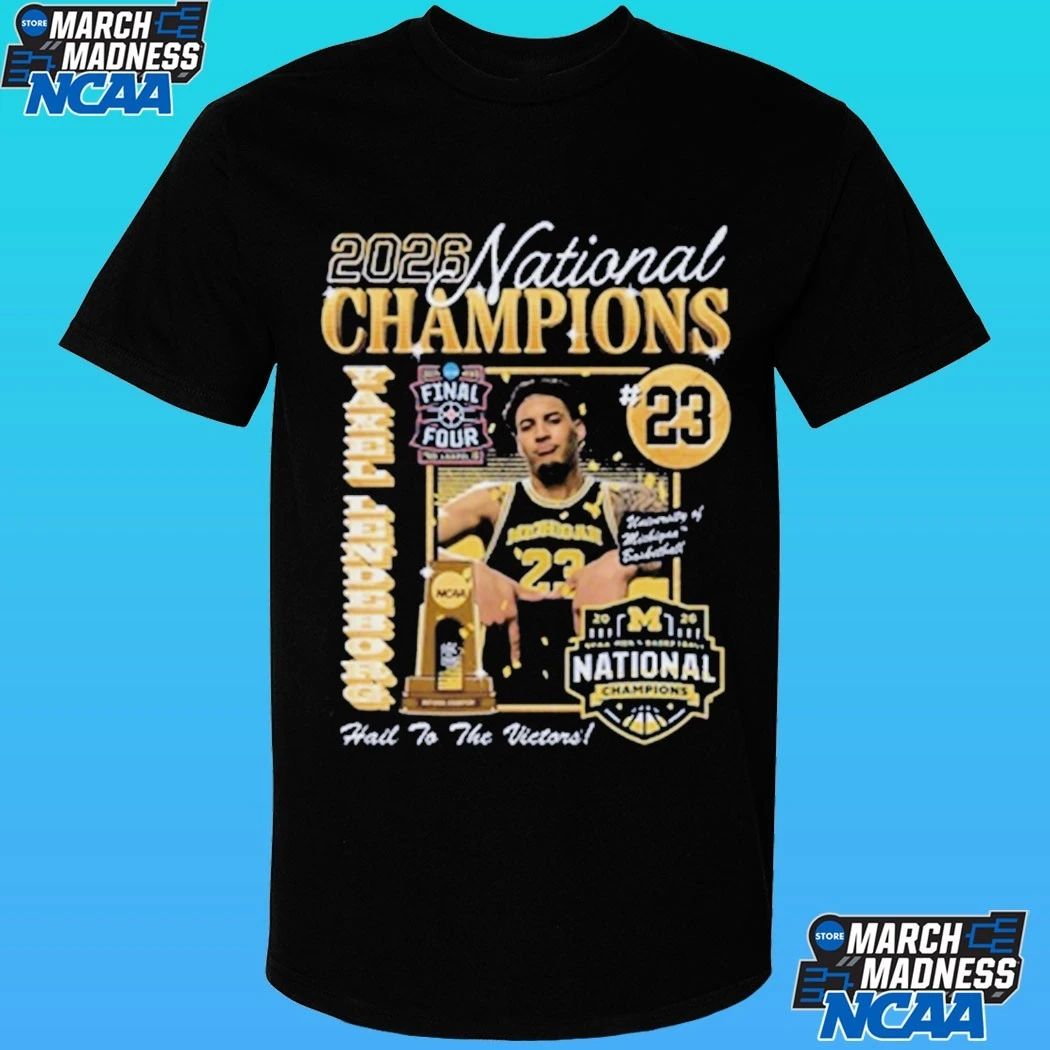 Michigan Wolverines Men’s Basketball Campus Ink 2026 National Champion #23 Yaxel Lendeborg Shirt