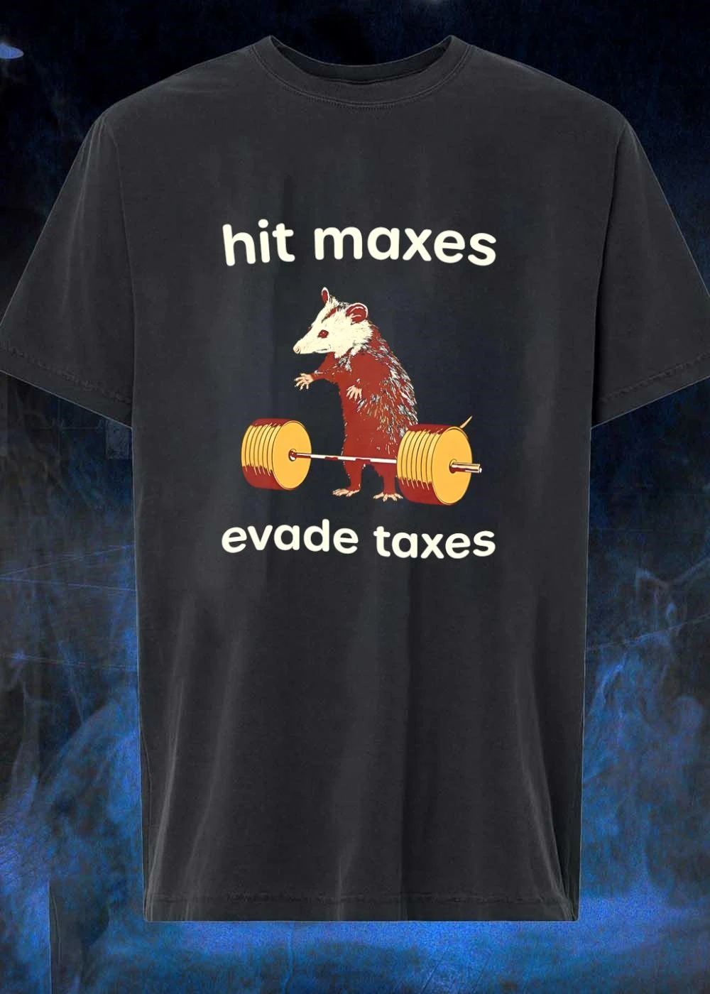 Opossum Lifting Weights Hit Maxes Evade Taxes T-Shirt