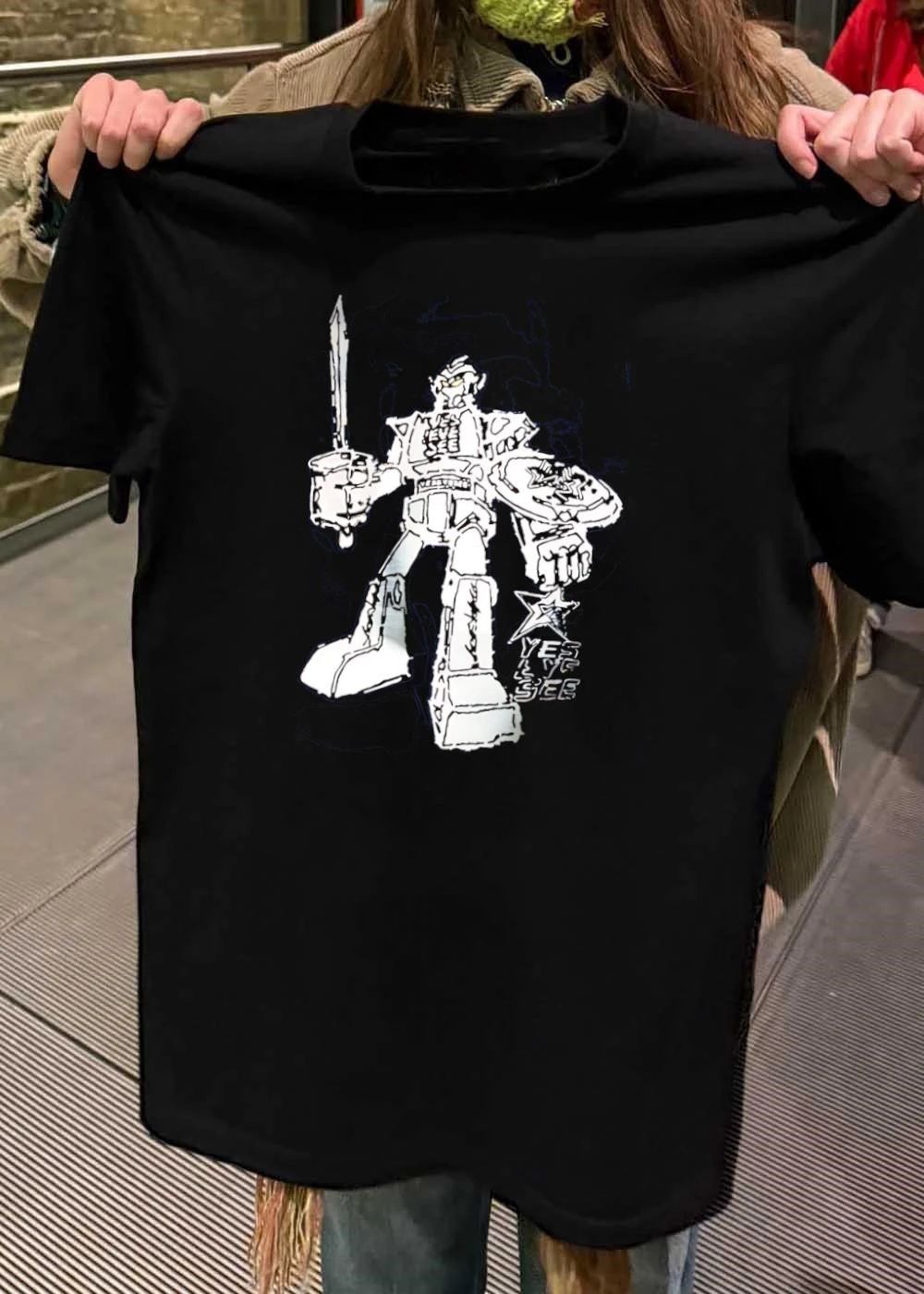Yes Eye See Robot Holding Sword and Shield with Star Logo T-Shirt