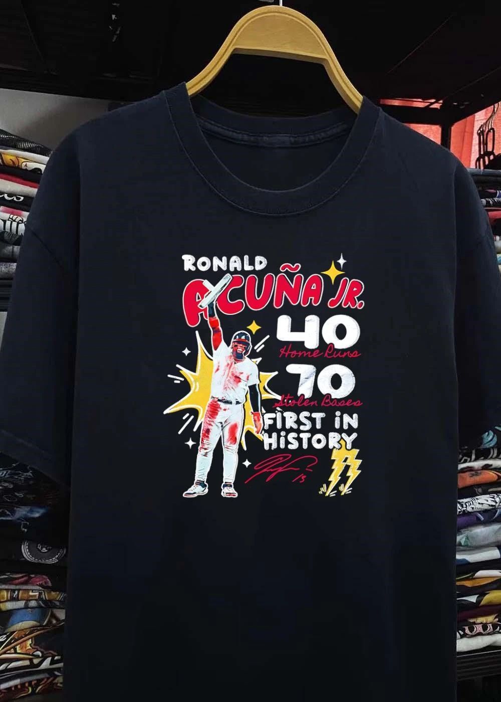 Jomboy Media Ronald Acuna Jr 40 Home Runs 70 Stolen Bases First in History Shirt