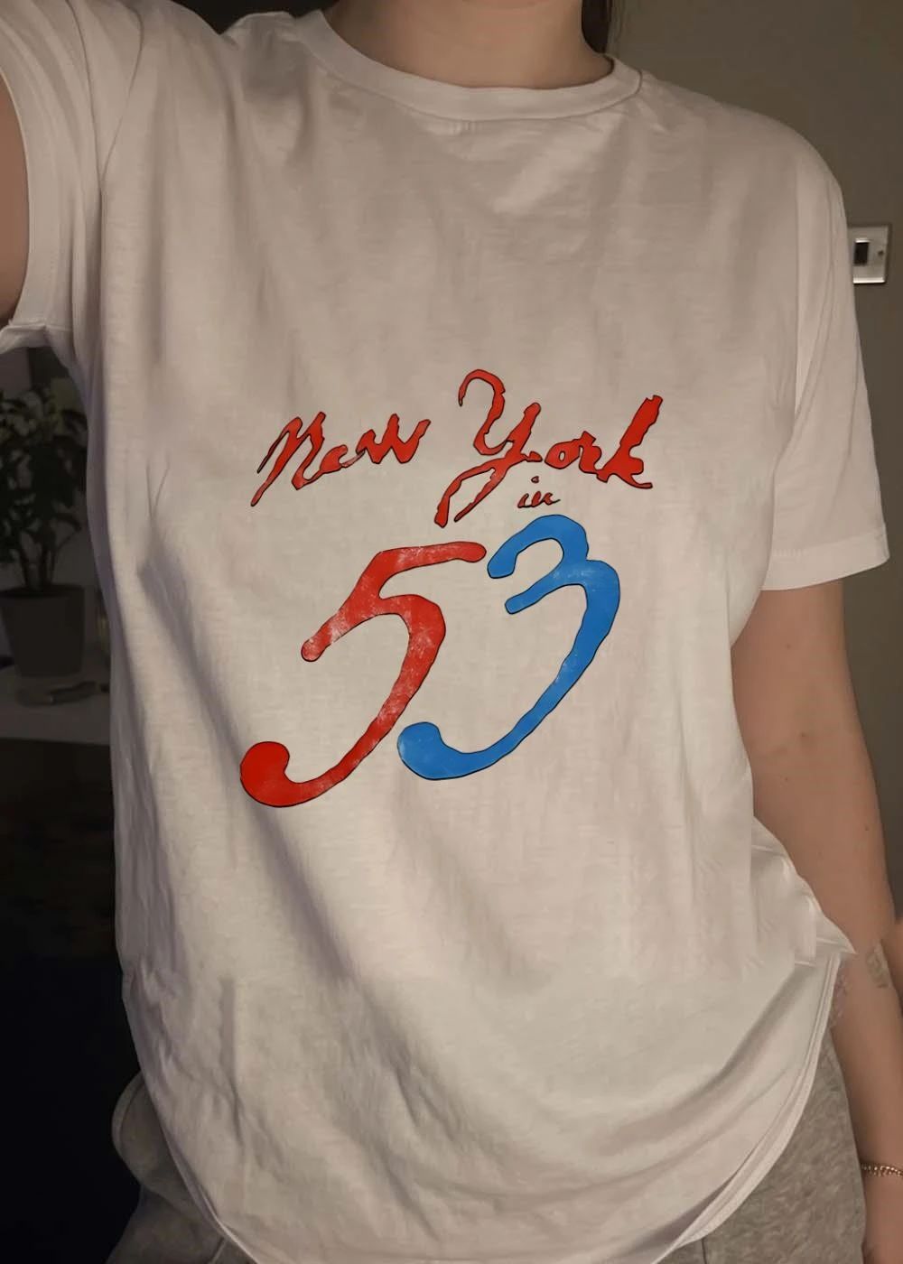 New York in 53 Script Logo Print Casual T-Shirt