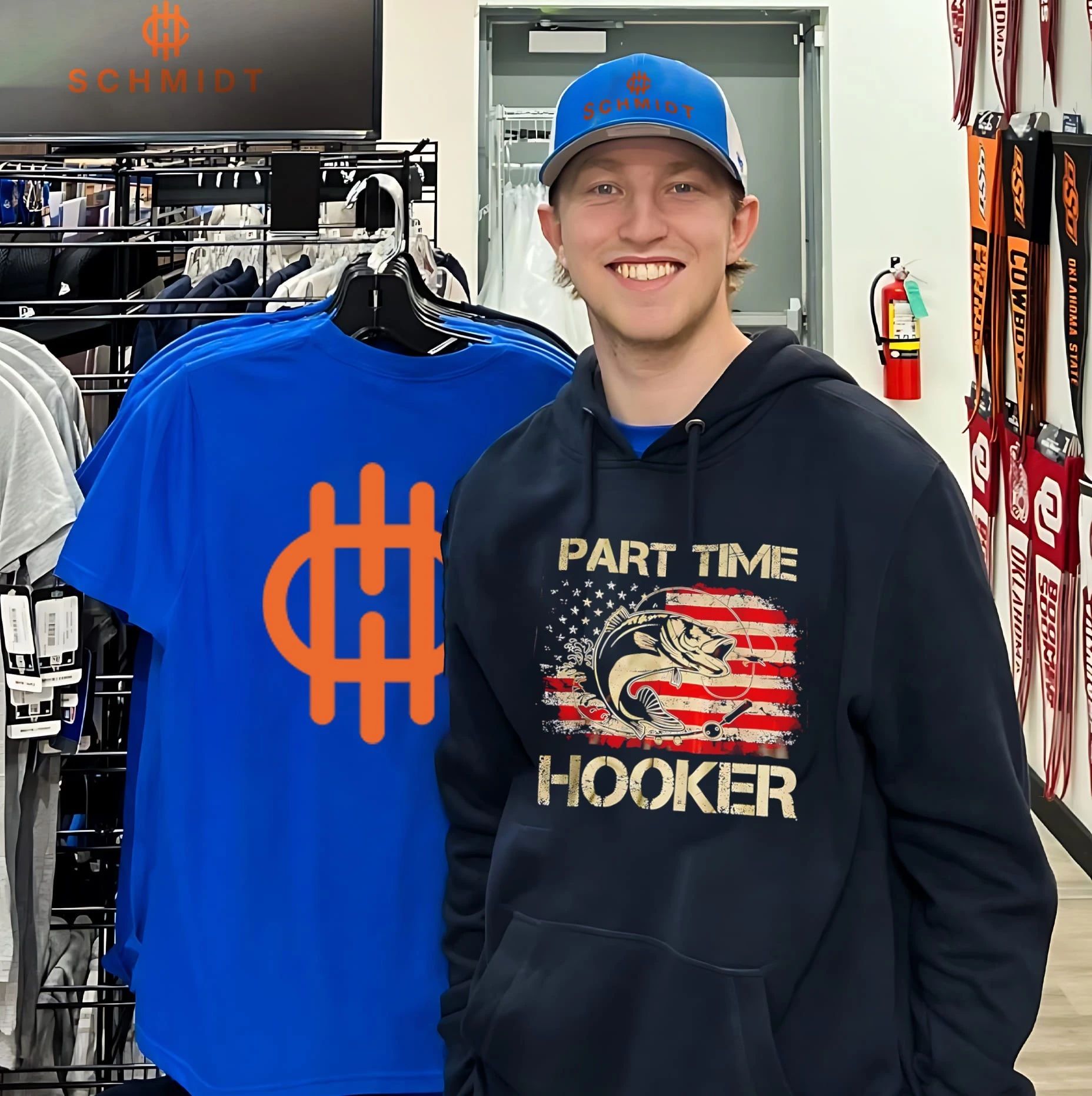 Part Time Hooker Fishing American Flag fisherman shirt