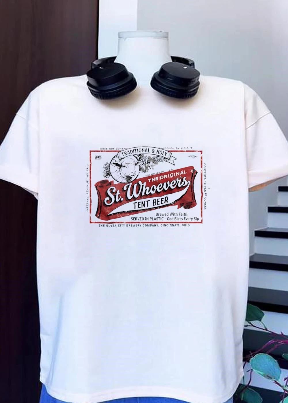 St. Whoever’s Tent Beer Label Vintage Sheep Shirt