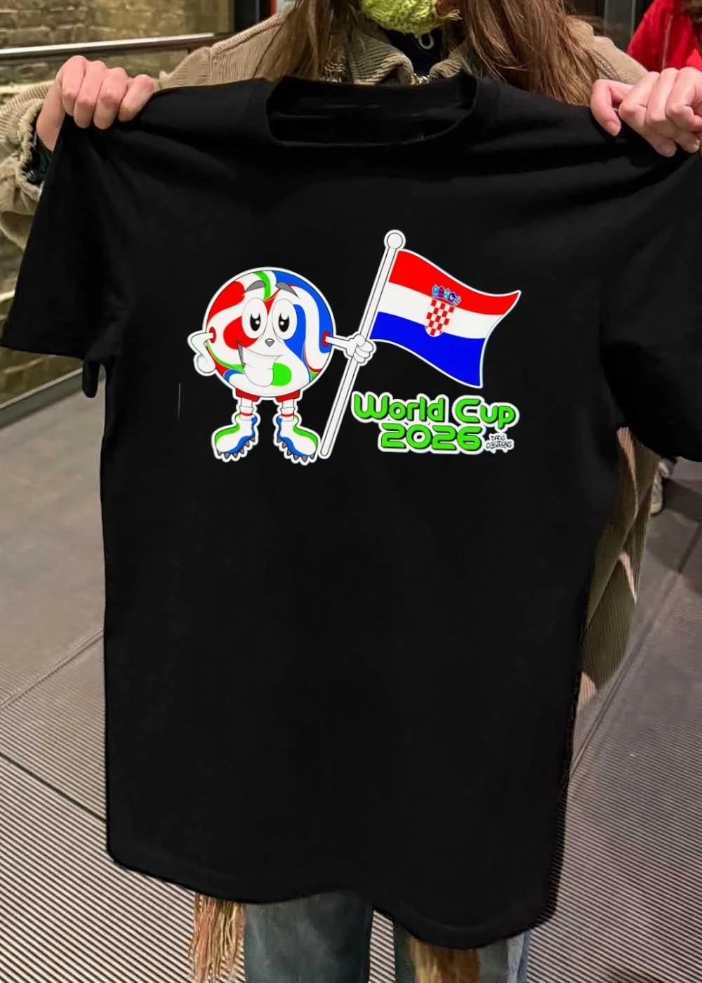 Dads Cartoons Mascot Holding Croatia Flag World Cup 2026 Croatia T-Shirt