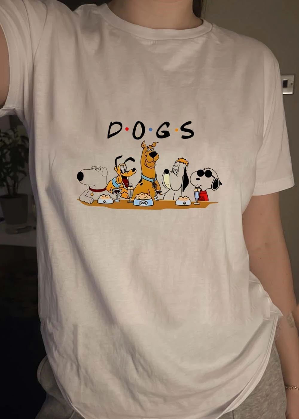 Iconic Cartoon Characters Gathering for Dinner DOGS T-Shirt