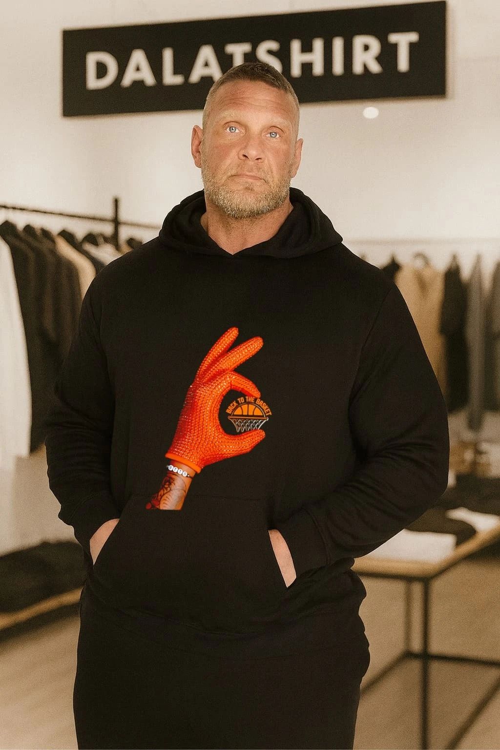 Back To The Basket Orange Rhinestone Glove Basketball shirt