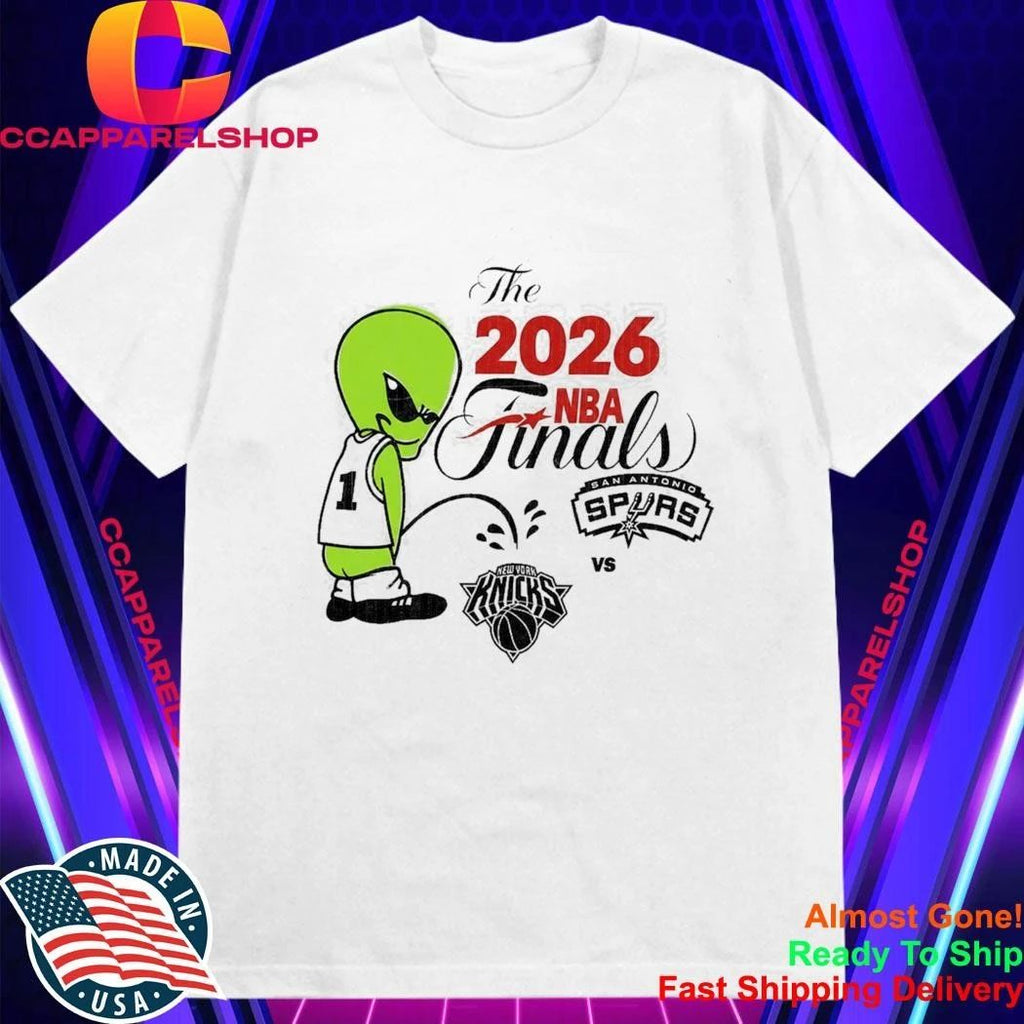The 2026 NBA Finals Spurs Wemby Alien Pee On Knicks Shirt
