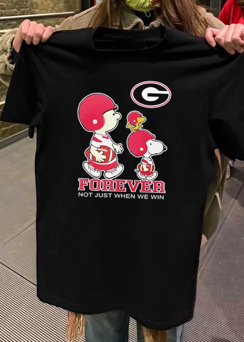 Peanuts Characters Playing Football Forever Not Just When We Win Georgia Bulldogs Shirt