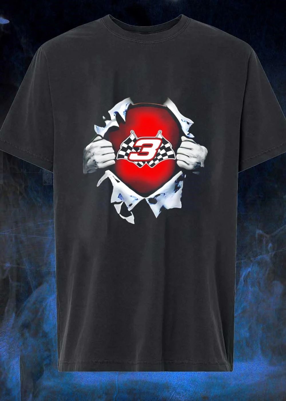 Dale Earnhardt Ripping Shirt Reveal Number 3 Racing Flags T-Shirt