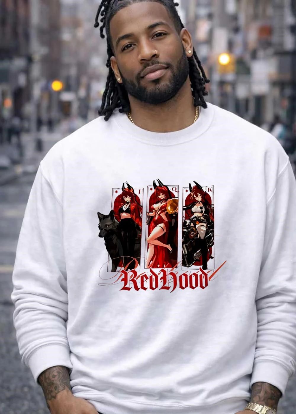 Red Hood Redhood Playing Card Anime Girl T-Shirt