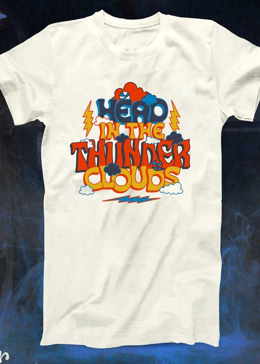 Retro Head In The Thunder Clouds Basketball Lightning Shirt