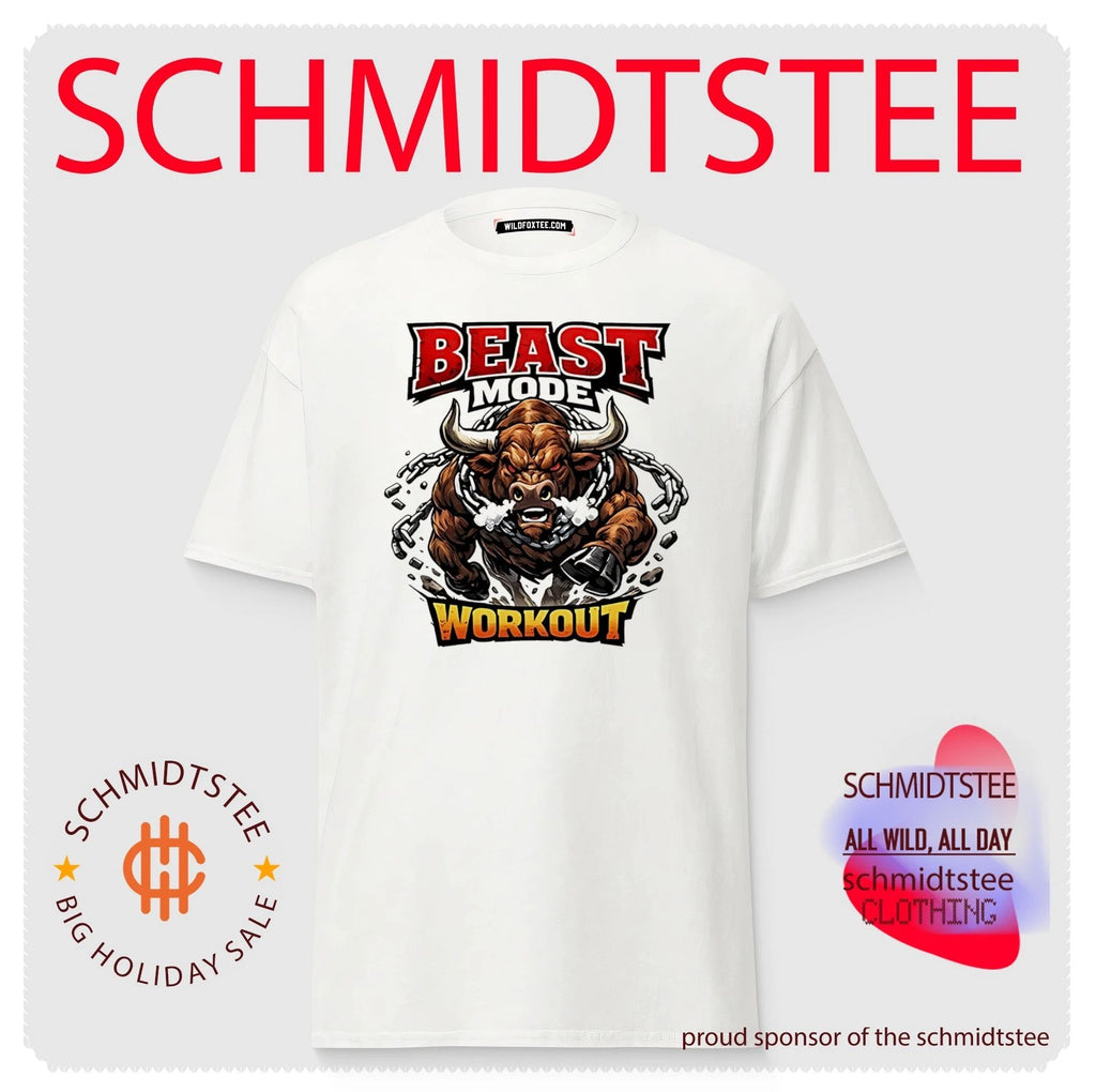Beast mode workout illustrated bull with chains shirt