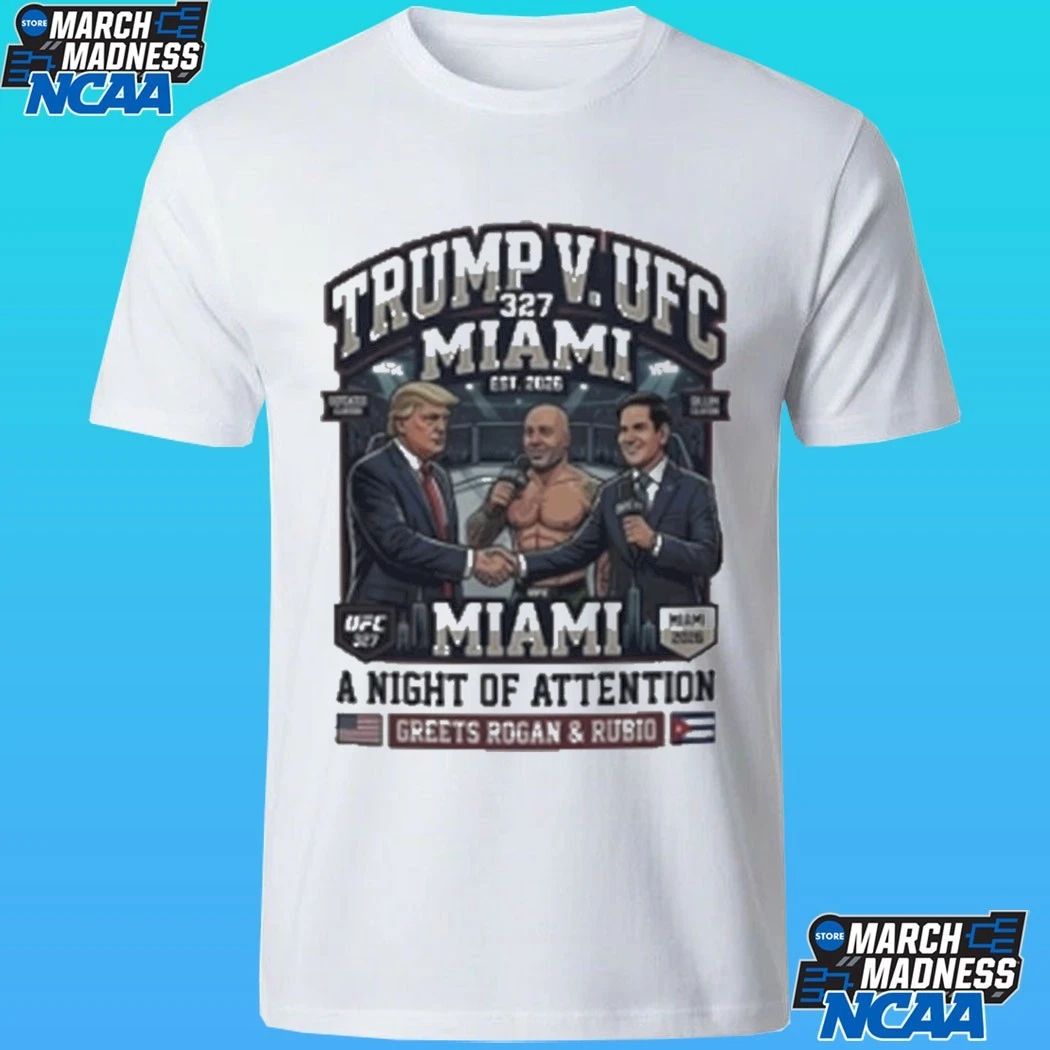 Trump Draws Attention At Ufc 327 In Miami Welcomes Rogan And Rubio Shirt