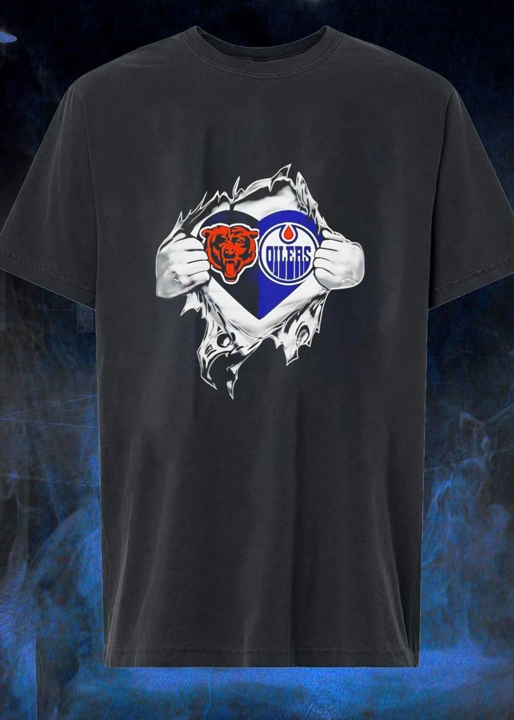 Fan Gear Showing Bear and Oilers Heart T-Shirt