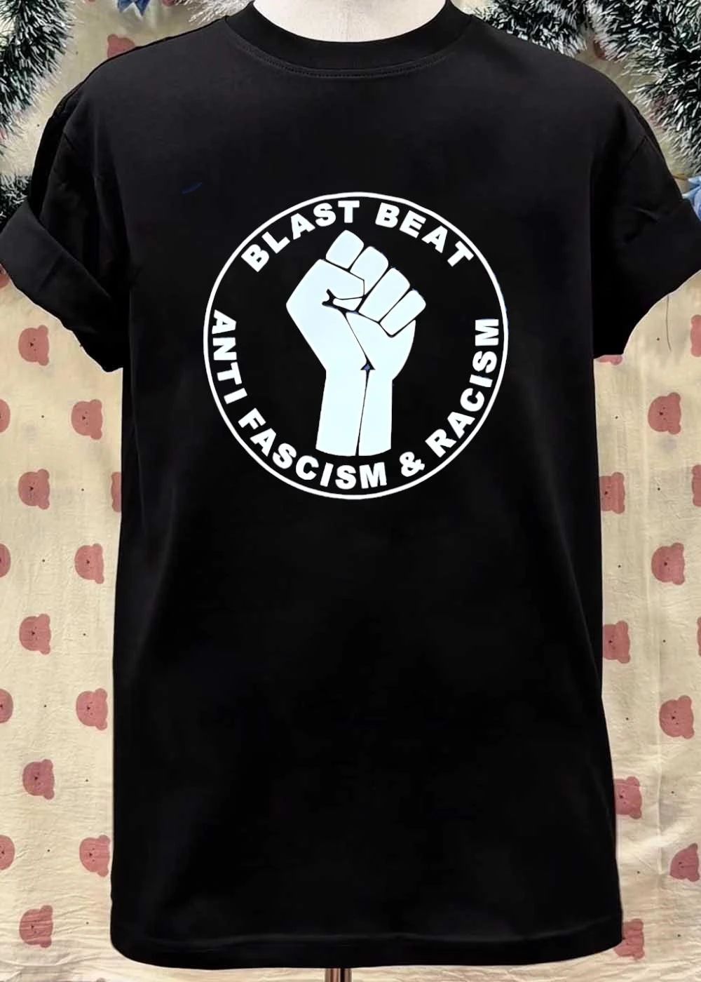 Blast Beat Anti Fascism and Racism Fist Protest T-Shirt
