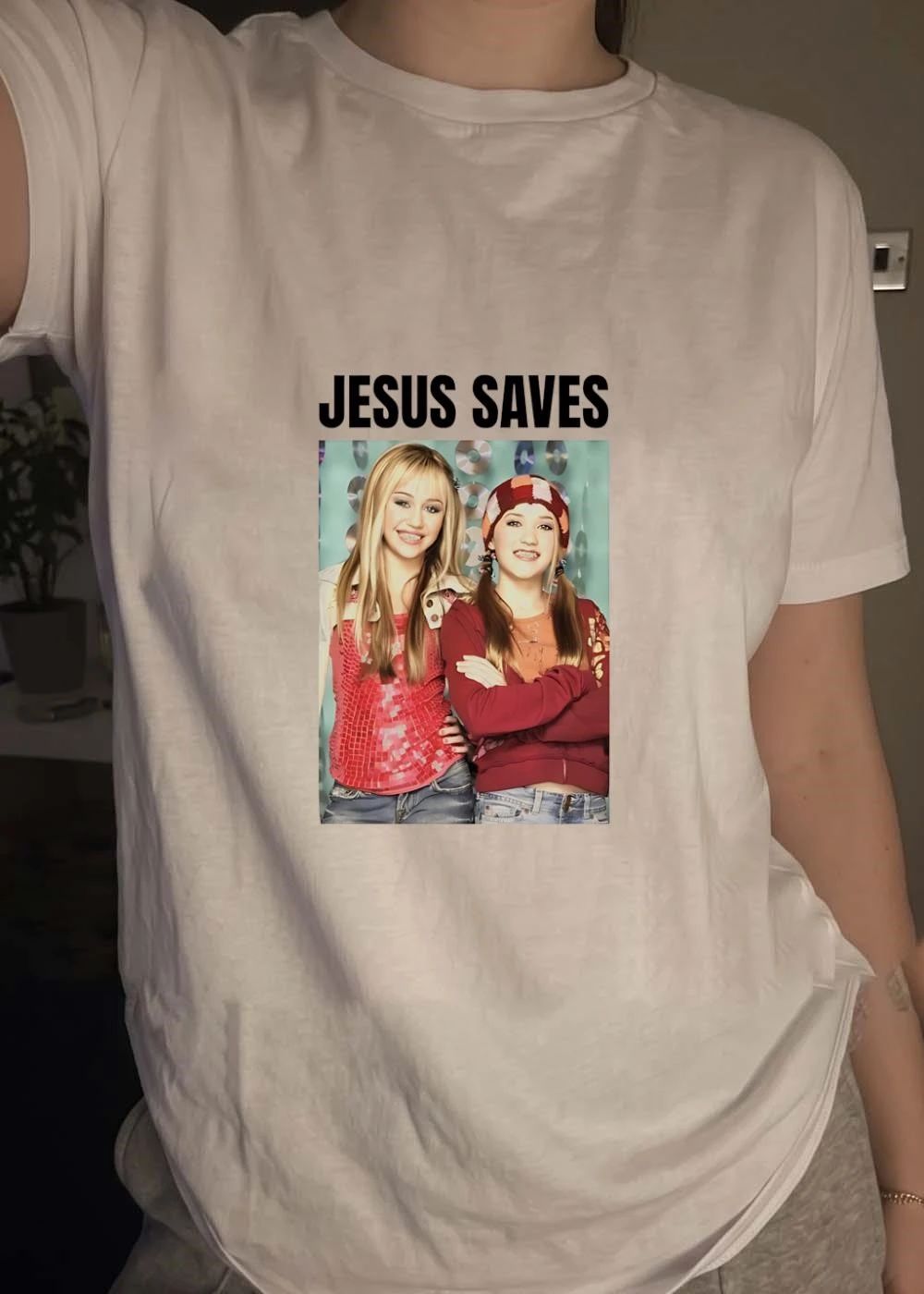 Jesus Saves Hannah Montana Miley Cyrus Emily Osment Shirt