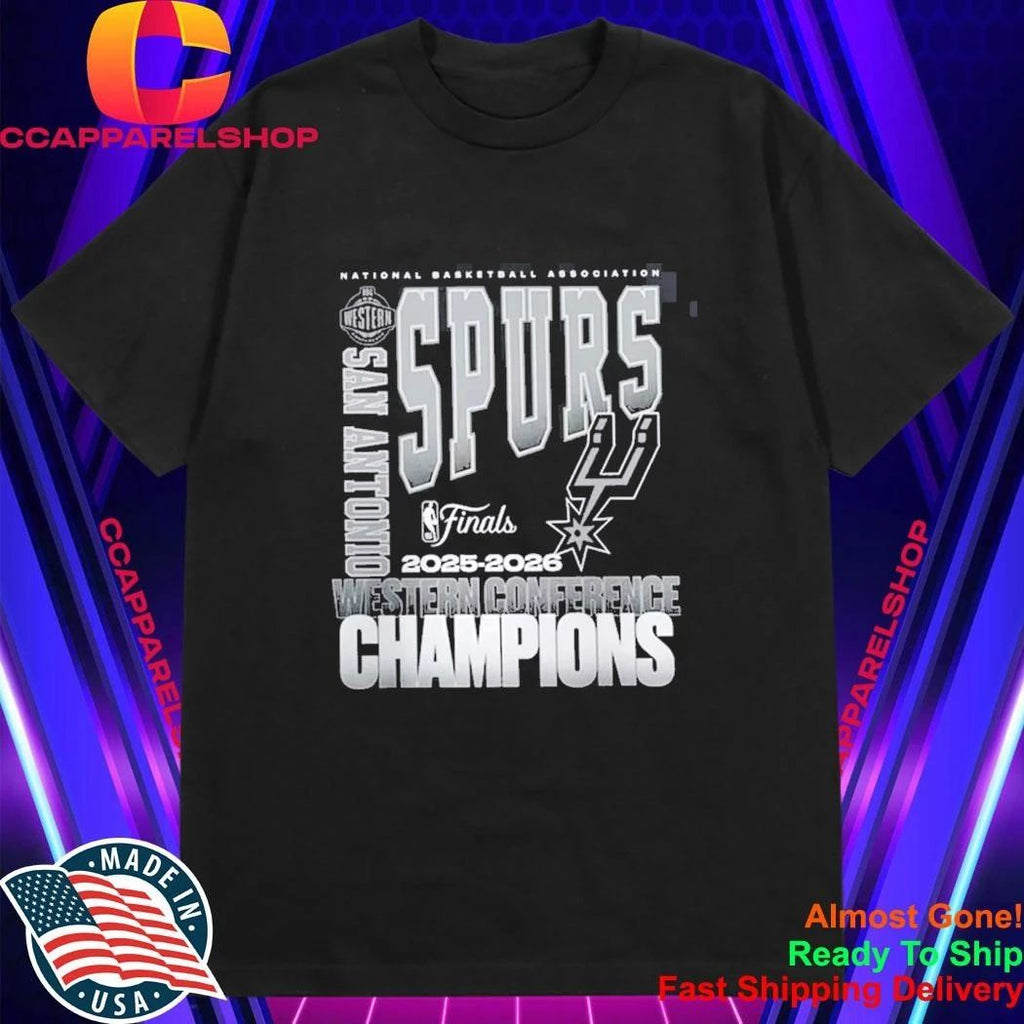 San Antonio Spurs Fanatics Black 2026 NBA Western Conference Champions Stacked Block Shirt