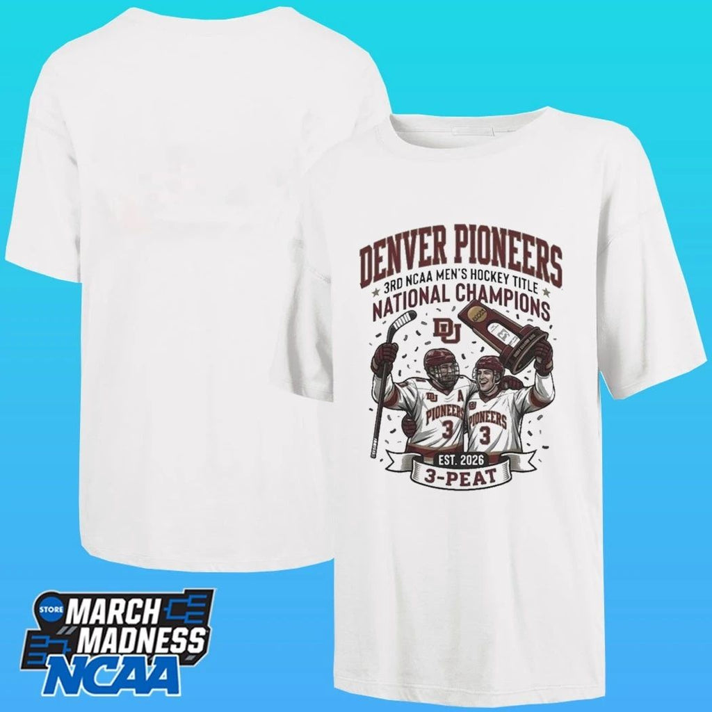 Denver Pioneers Win 3rd NCAA Men’s Hockey Title National Champions 3 Peat Est 2026 Shirt