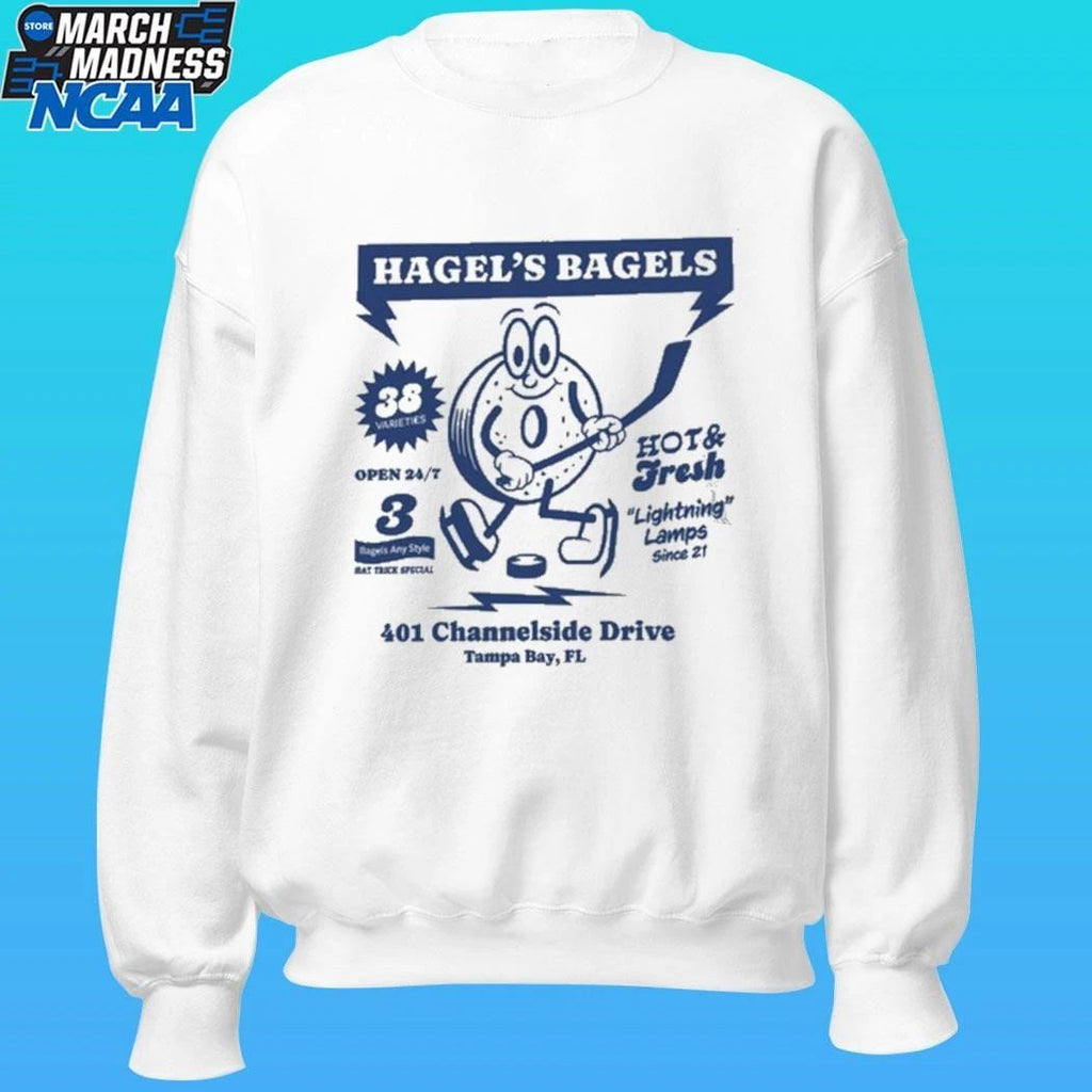 Hagel’s Bagels Hot Fresh 401 Channelside Drive Tampa Bay Lighting Shirt