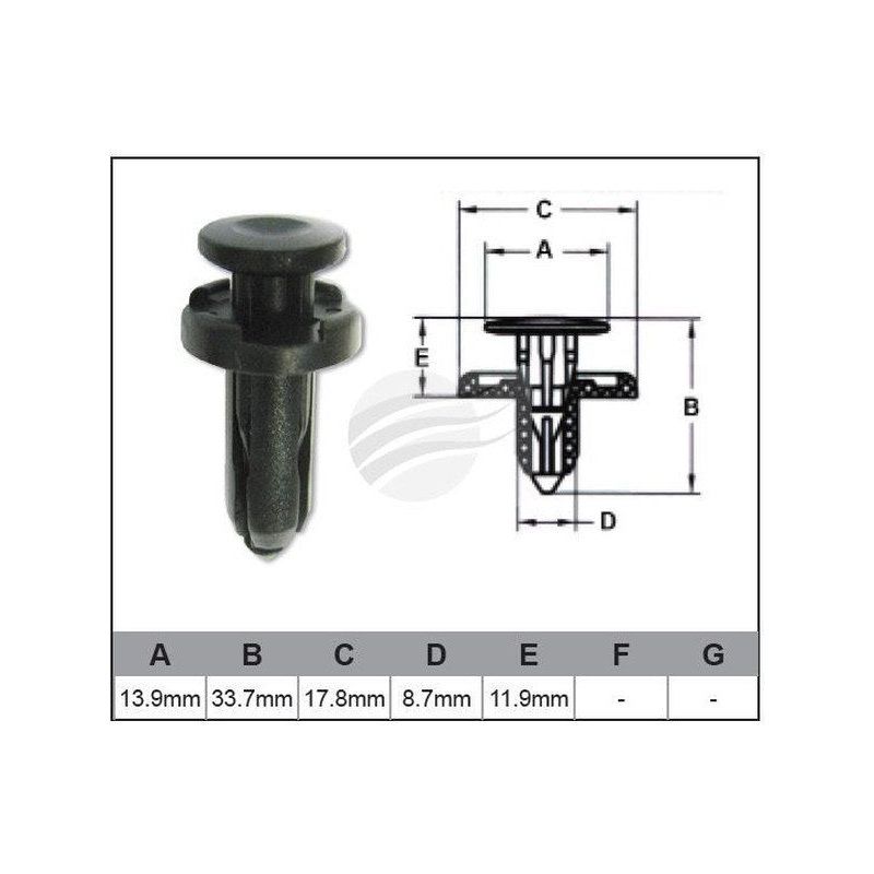 Jaylec Pack 100 Automotive Fastener Universal Black Plastic EAF0046-100