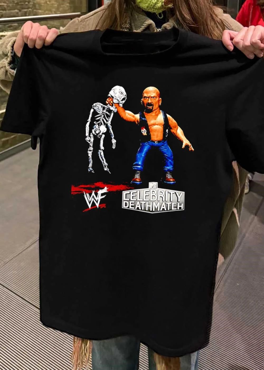 Stone Cold Steve Austin Holding Skeleton WWF Celebrity Deathmatch T-Shirt