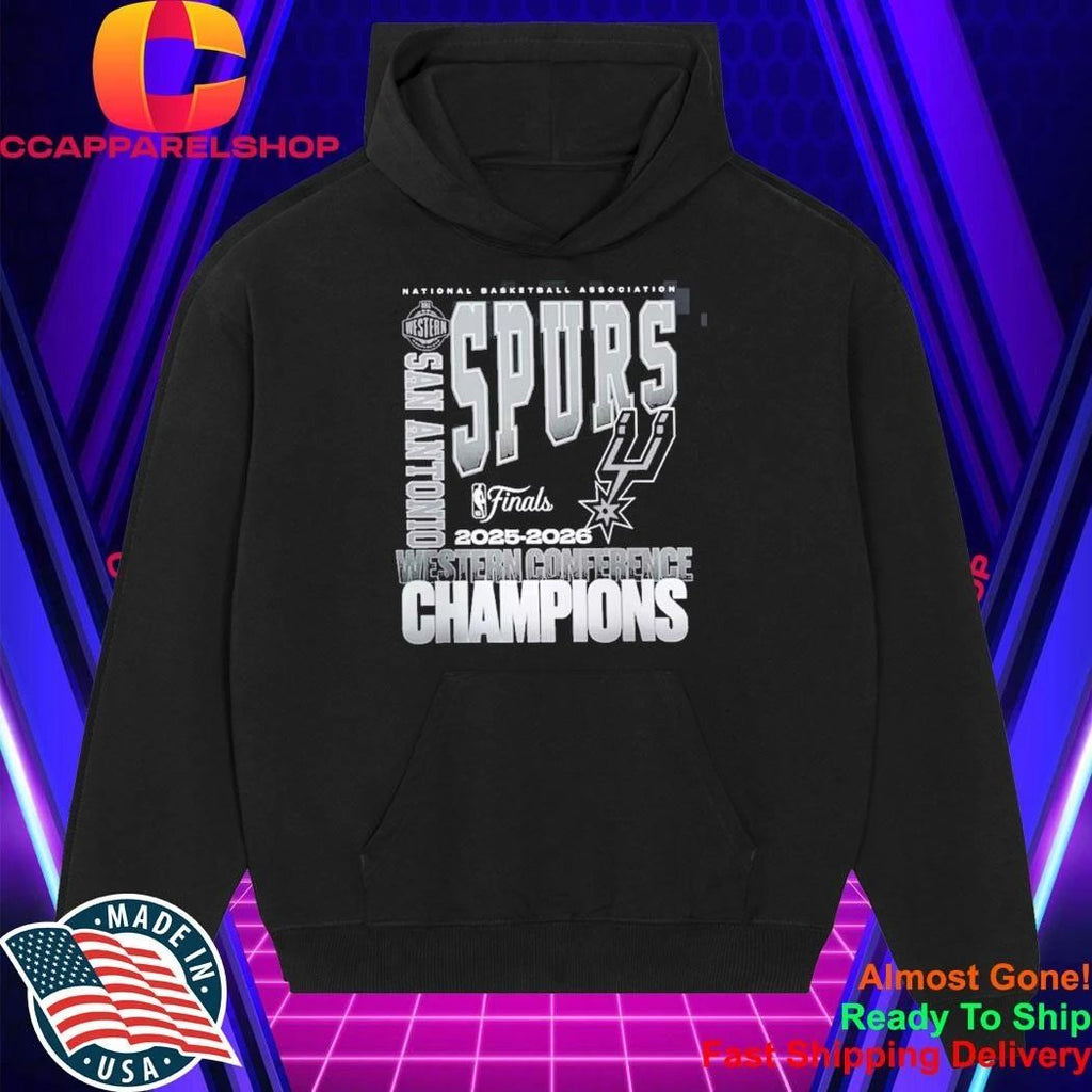 San Antonio Spurs Fanatics Black 2026 NBA Western Conference Champions Stacked Block Shirt