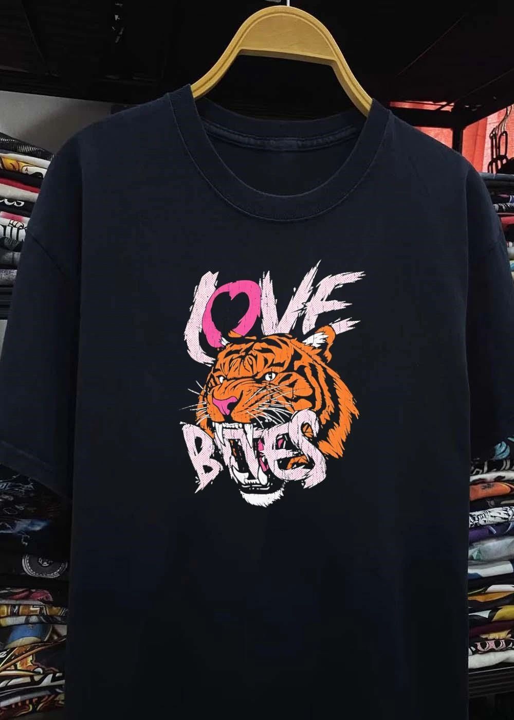 Love Bites Tiger Roaring Face T-Shirt