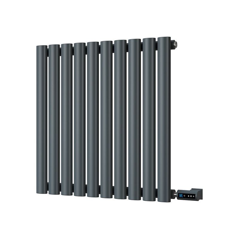 Omeara – Anthracite Horizontal Electric Radiator H600mm x W580mm 300w Single Panel 300w Thermostatic WIFI – Feet Included