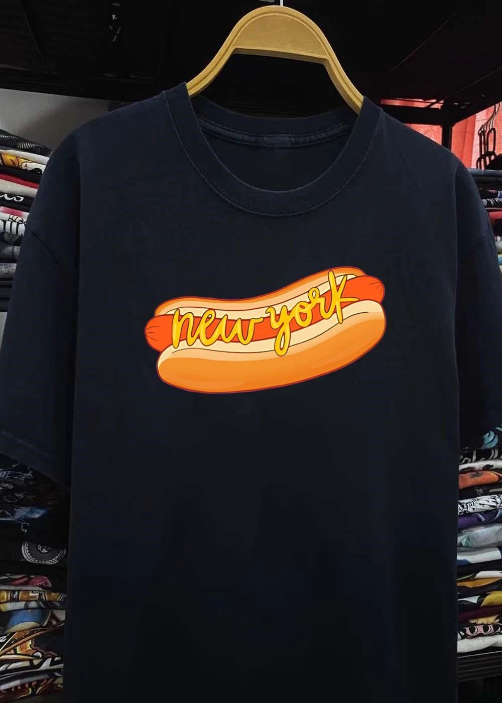 New York Hot Dog Graphic Print T-Shirt