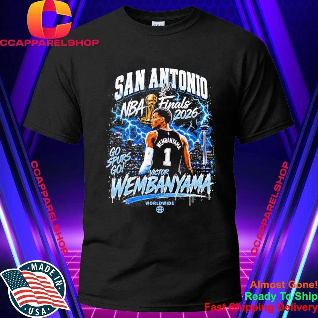 San Antonio Spurs Victor Wembanyama Vintage Lightning Graphic Basketball Finals 2026 Shirt