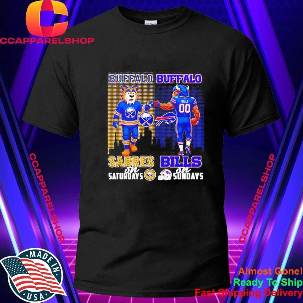 Buffalo Sabres Bills Mascots Fist Bump On Saturdays On Sundays Shirt