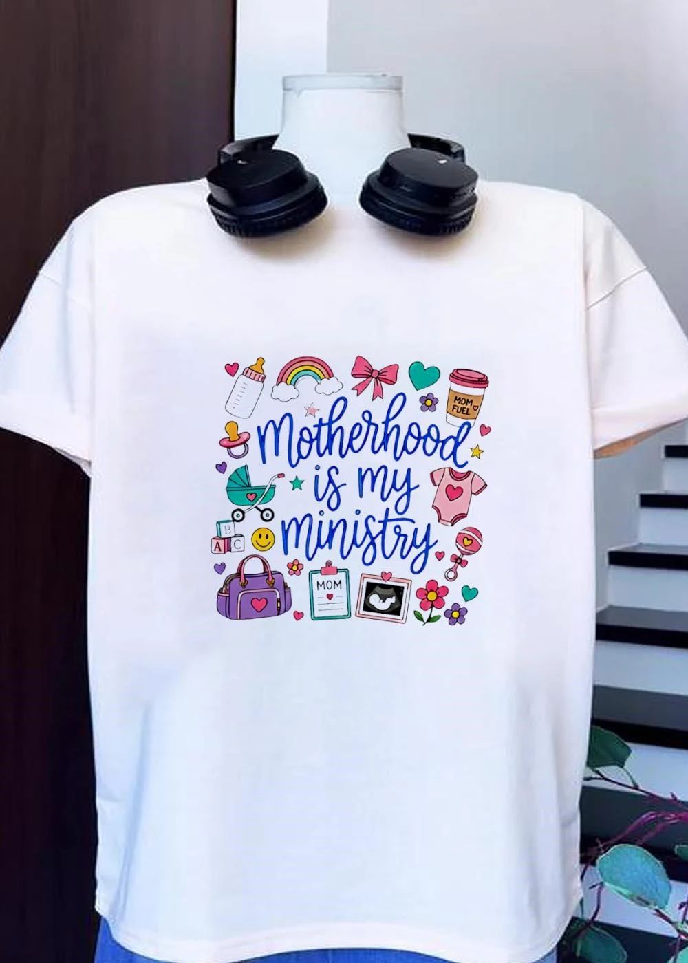 Motherhood Is My Ministry Rainbow Baby Shower Gift Shirt