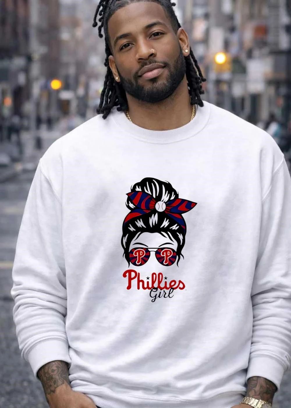Philadelphia Phillies Girl Messy Bun Glasses shirt