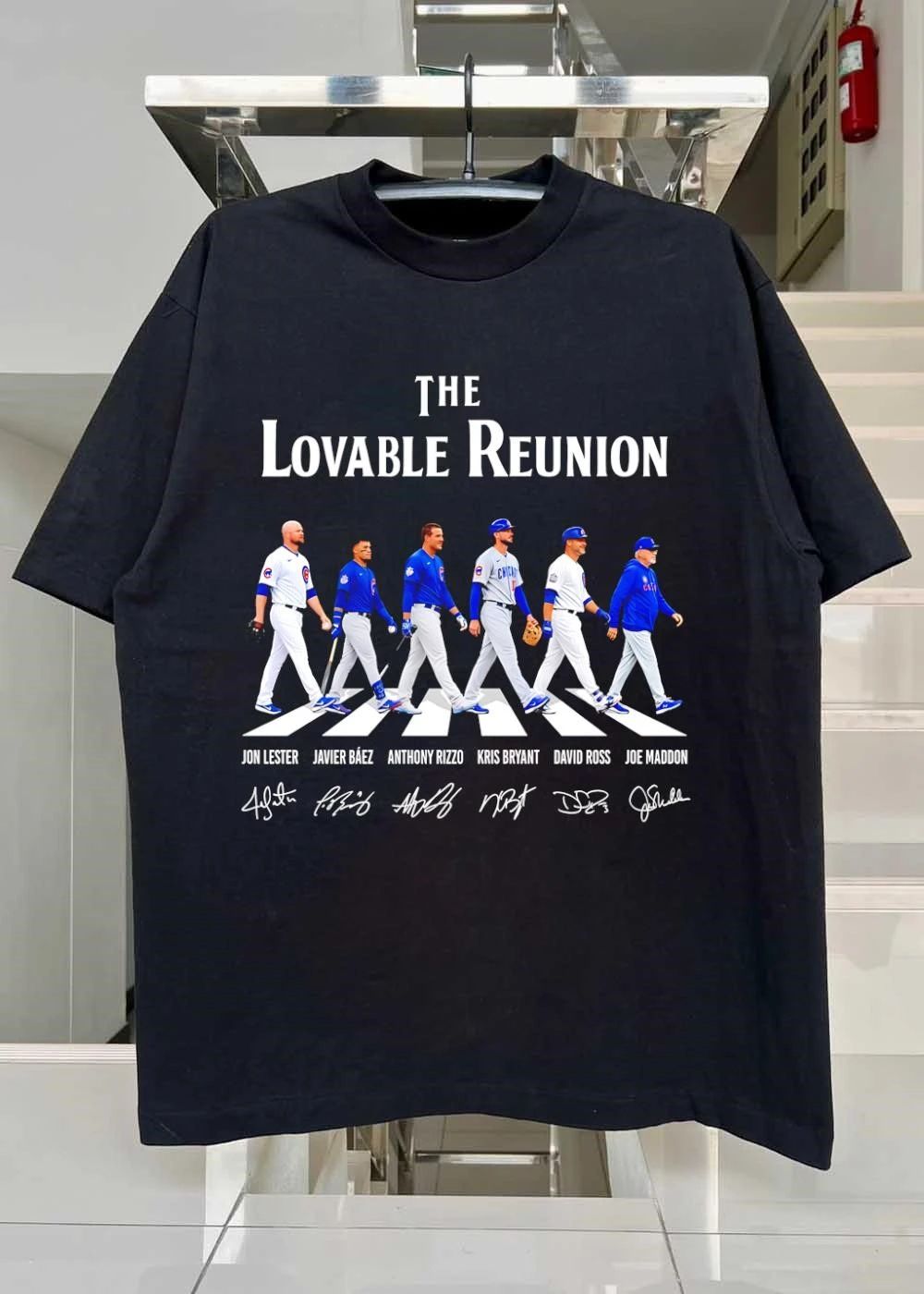 Jon Lester Javier Baez Anthony Rizzo Kris Bryant David Ross Joe Maddon The Lovable Reunion Chicago Cubs T-Shirt