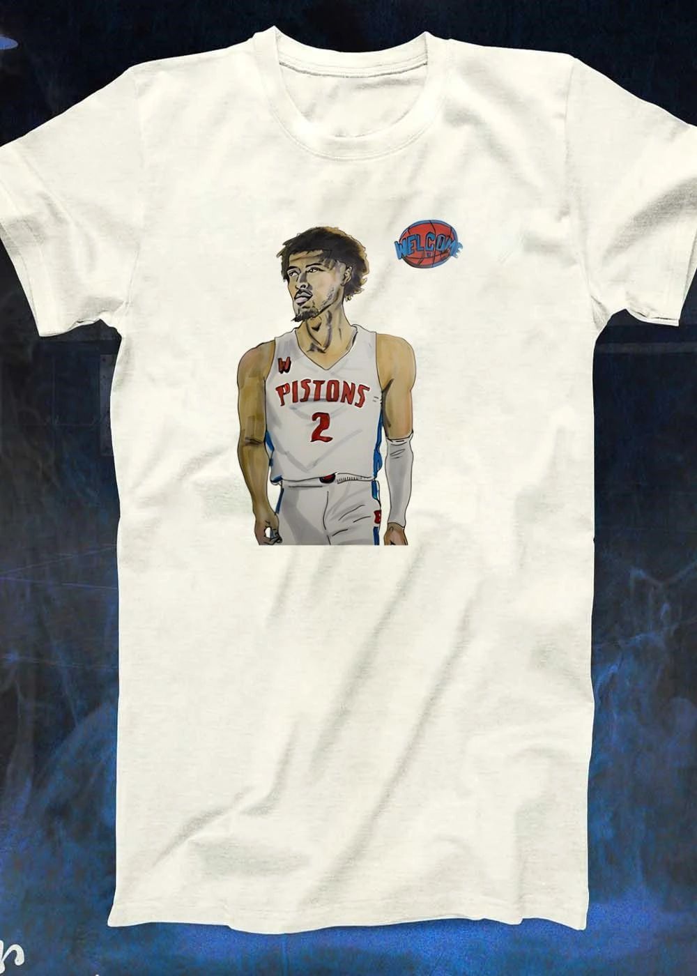 Hand-Drawn Cade Cunningham Portrait Welcome Detroit Pistons T-Shirt