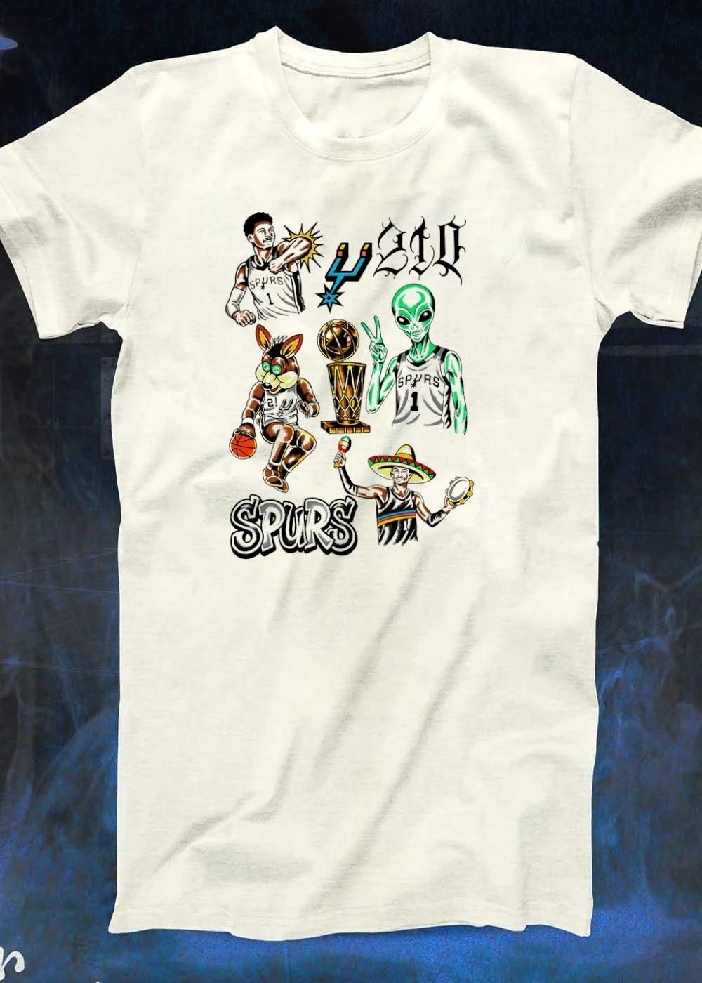 Matthew Hoisek Wembanyama Alien Coyote 210 Championship Trophy Spurs T-Shirt