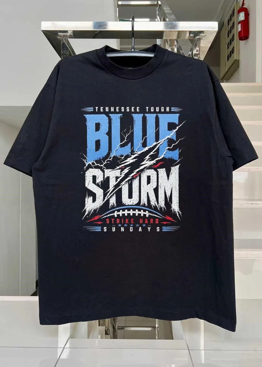 Tennessee Tough Blue Storm Strike Hard Sundays Football T-Shirt
