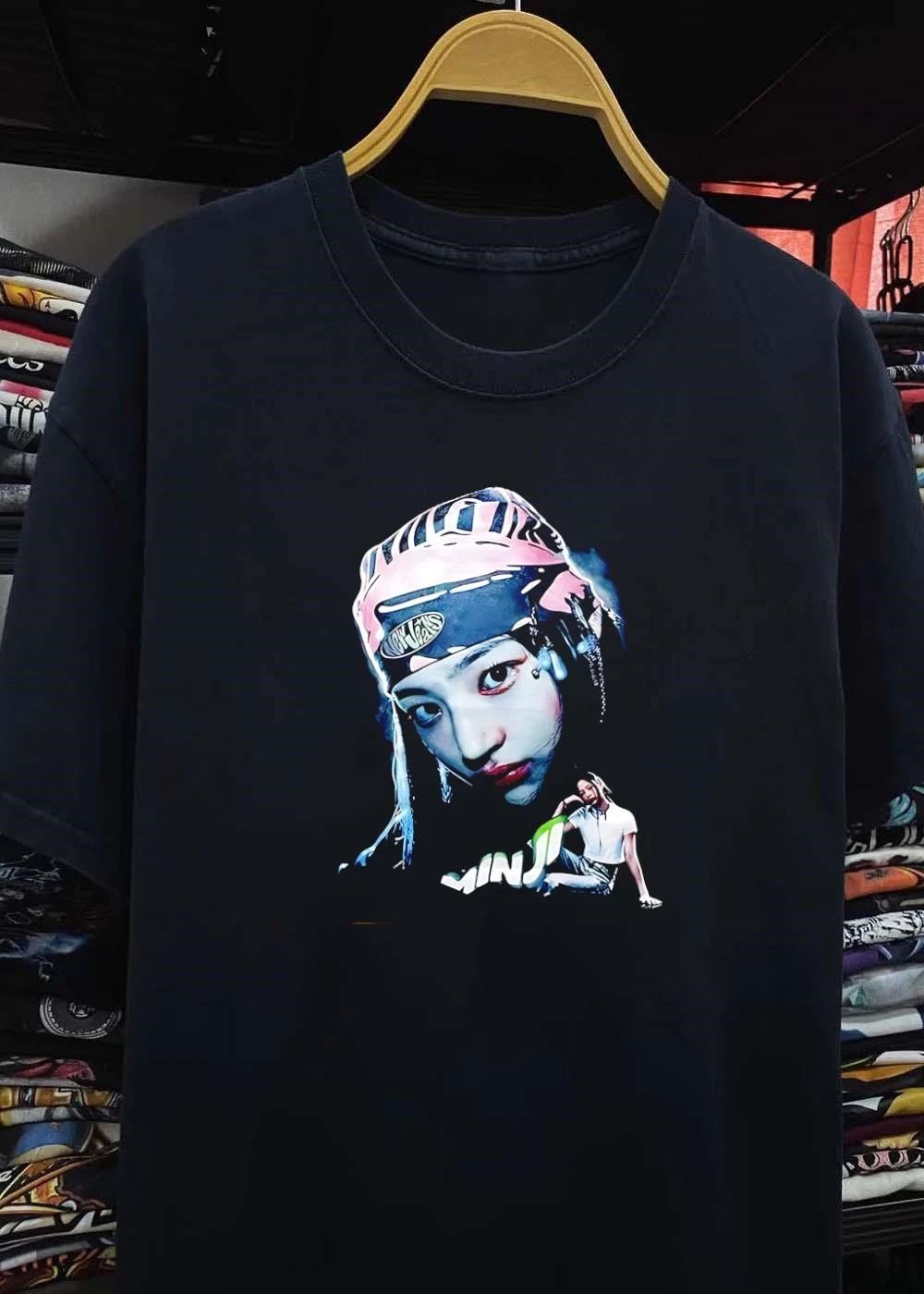 Minji Newjeans Portrait Printed Graphic shirt