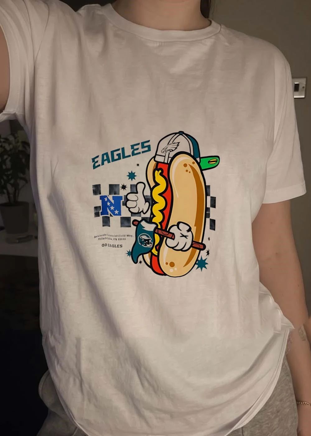 One Lincoln Financial Field Way Philadelphia PA 19148 Hot Dog Holding Flag T-Shirt