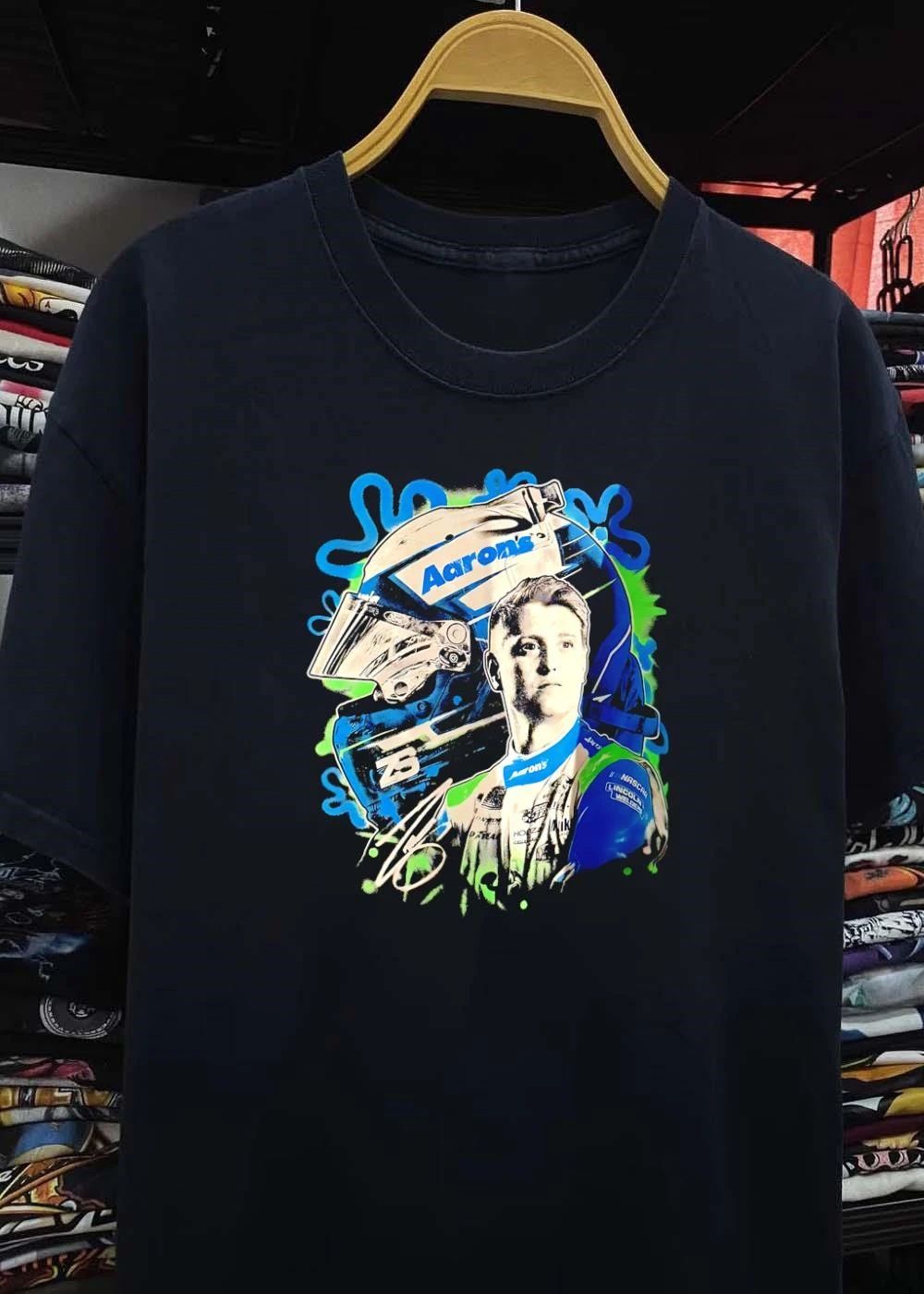 Signature Aaron’s NASCAR Lincoln Welder Ford 23 Driver Portrait T-Shirt