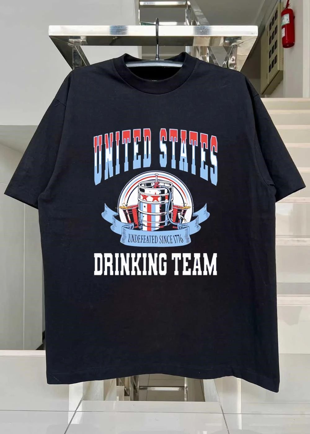 United States undefeated since 1776 drinking team shirt